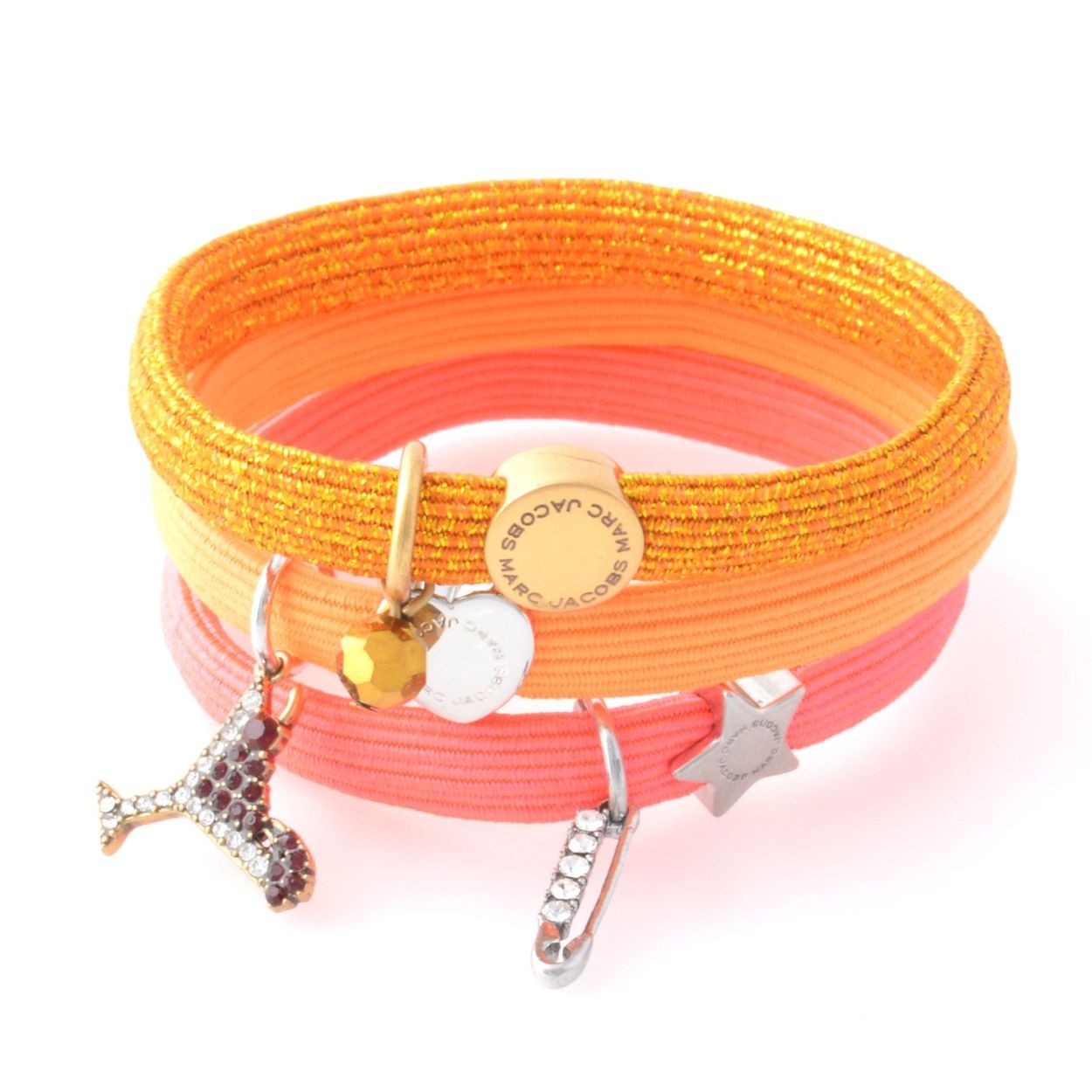 マークジェイコブス MARC JACOBS M0010700-750 Yellow Multi クラスターポニー マティーニ＆安全ピンチャーム ヘアゴム3本セット ブレスレットにも♪ Martini Safety Pin Cluster Ponys