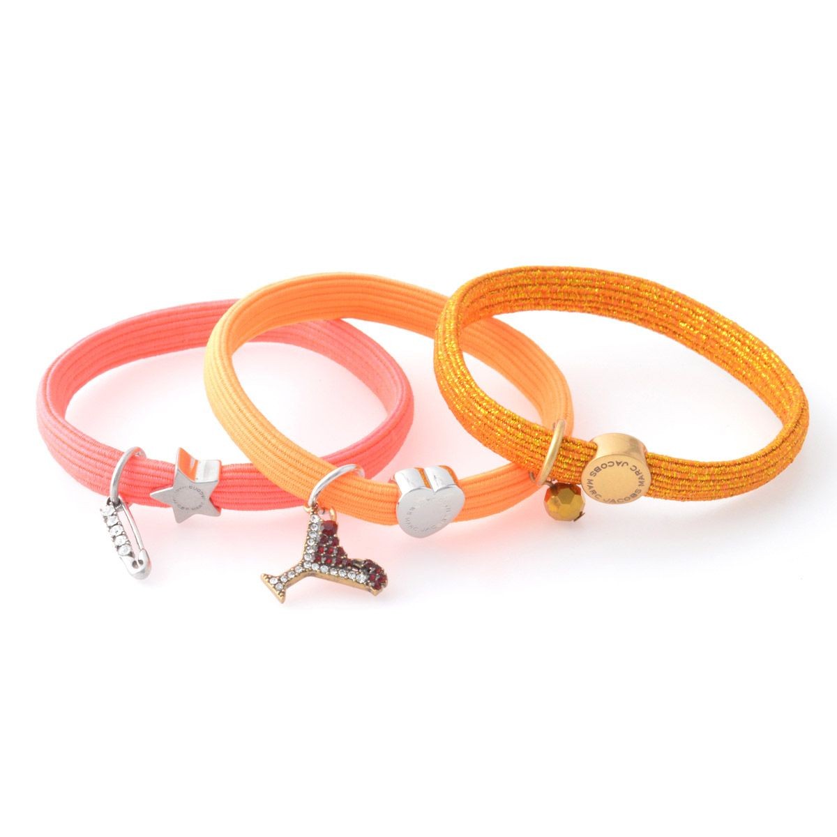 マークジェイコブス MARC JACOBS M0010700-750 Yellow Multi クラスターポニー マティーニ＆安全ピンチャーム ヘアゴム3本セット ブレスレットにも♪ Martini Safety Pin Cluster Ponys