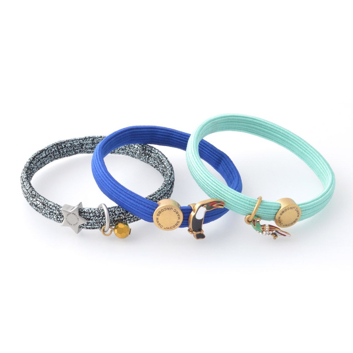 マークジェイコブス MARC JACOBS M0010701-401 Blue Multi クラスターポニー オウムチャーム ヘアゴム3本セット ブレスレットにも♪ Parrot Cluster Ponys