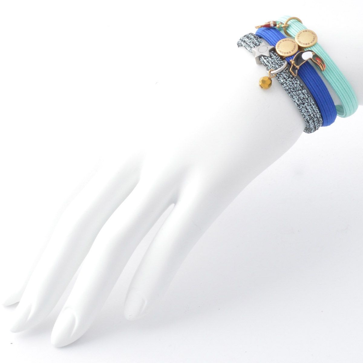 マークジェイコブス MARC JACOBS M0010701-401 Blue Multi クラスターポニー オウムチャーム ヘアゴム3本セット ブレスレットにも♪ Parrot Cluster Ponys