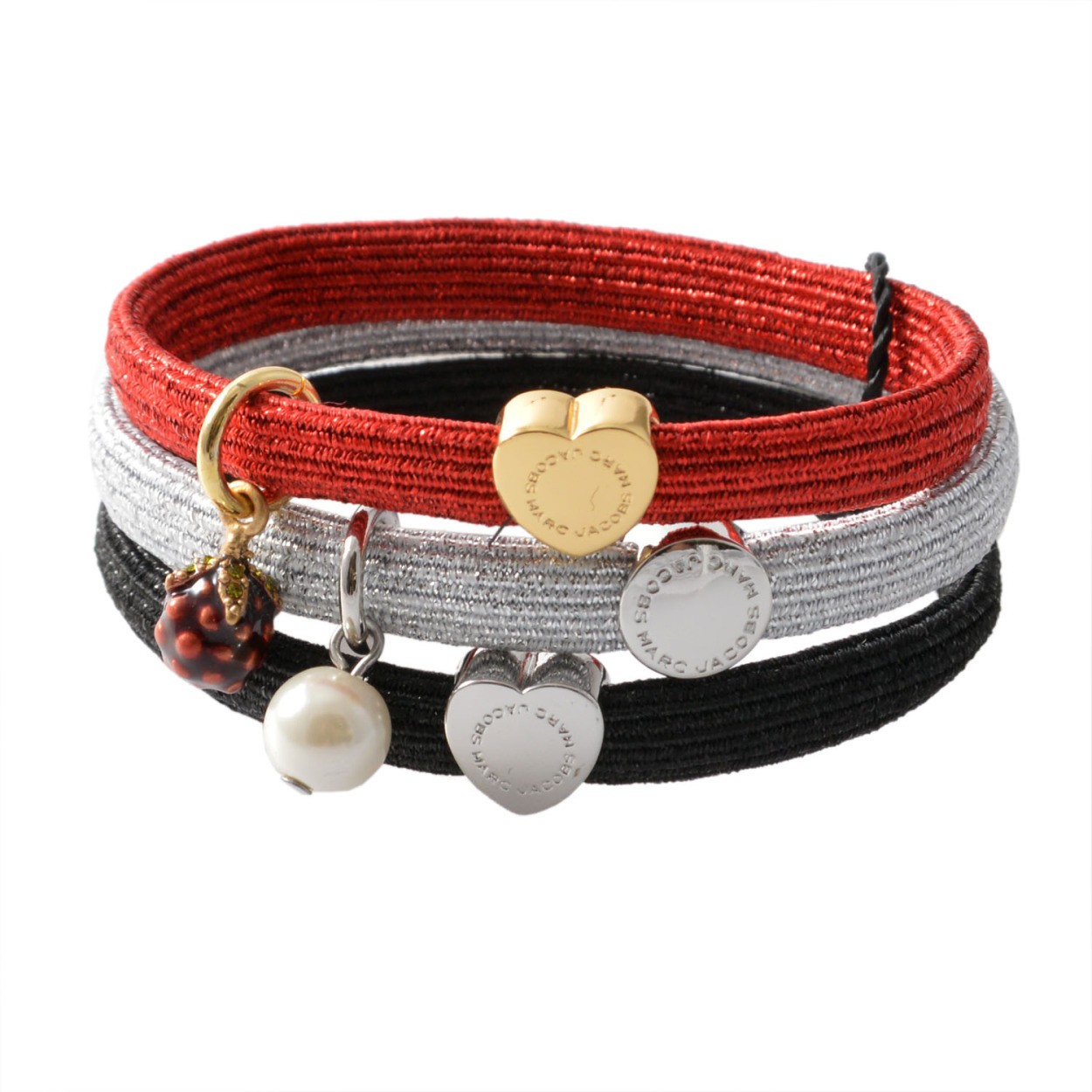 マークジェイコブス MARC JACOBS M0012435-601 Red Multi クラスターポニー ヘアゴム3本セット ブレスレットにも♪ Raspberry Pony