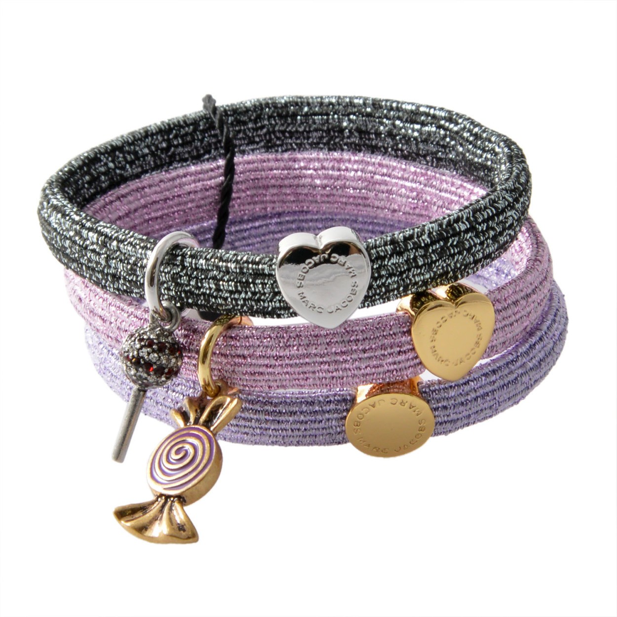 マークジェイコブス MARC JACOBS M0012436-546 Metalic Lilac Multi クラスターポニー ヘアゴム3本セット ブレスレットにも♪ Swirl Candy Pony