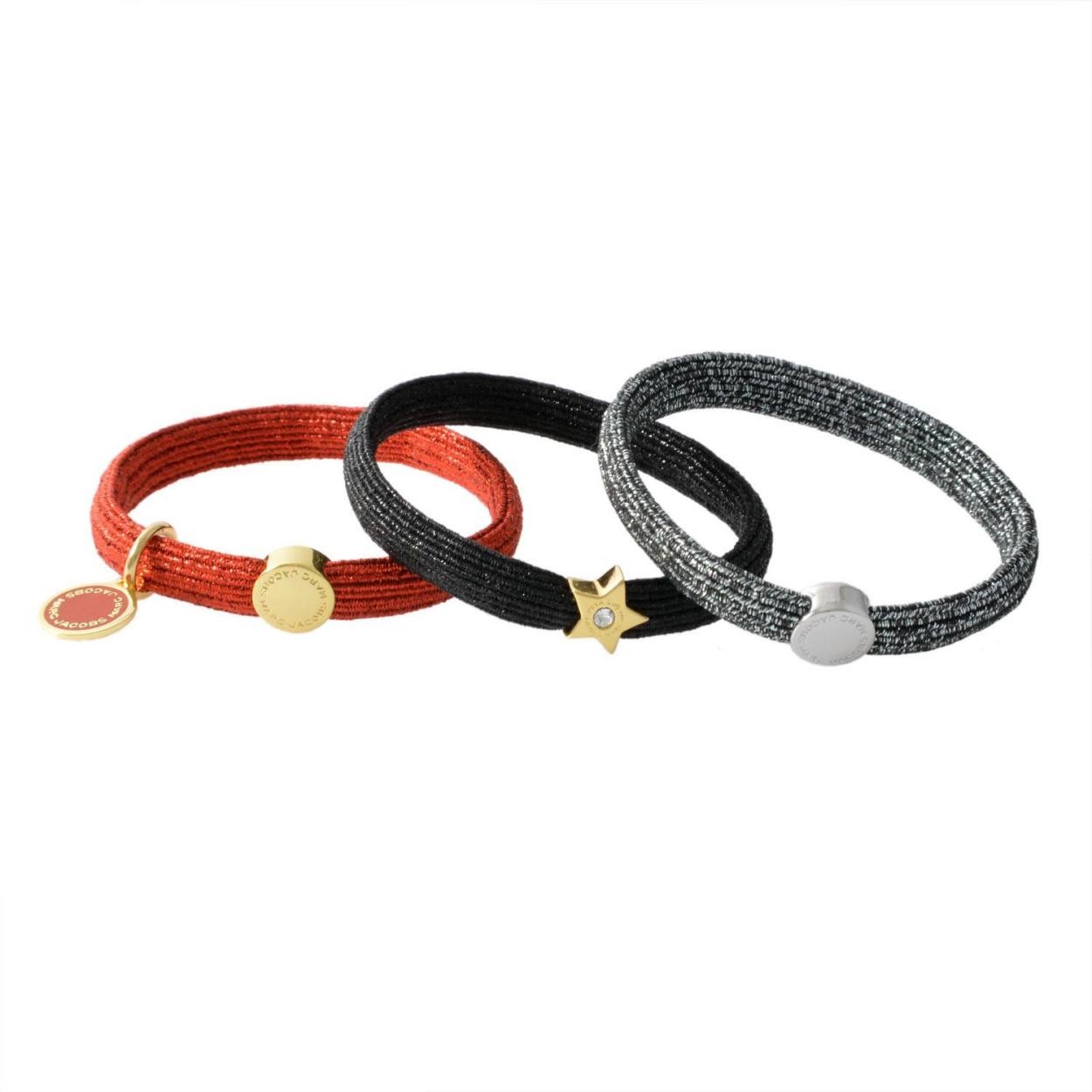 マークジェイコブス MARC JACOBS M0012896-601 Red Multi クラスターポニー ヘアゴム3本セット ブレスレットにも♪ Logo Disc Pony