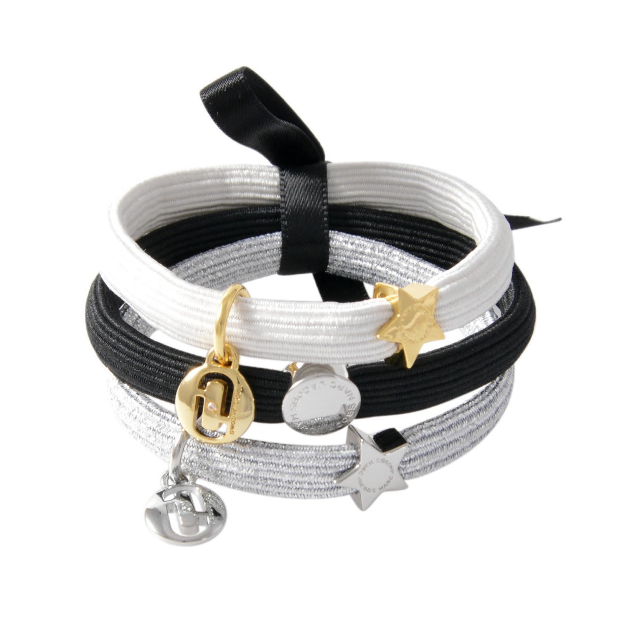 マークジェイコブス MARC JACOBS M0013542-098 Silver Multi クラスターポニー ヘアゴム3本セット ブレスレットにも♪ MJ Coin Bow Pony