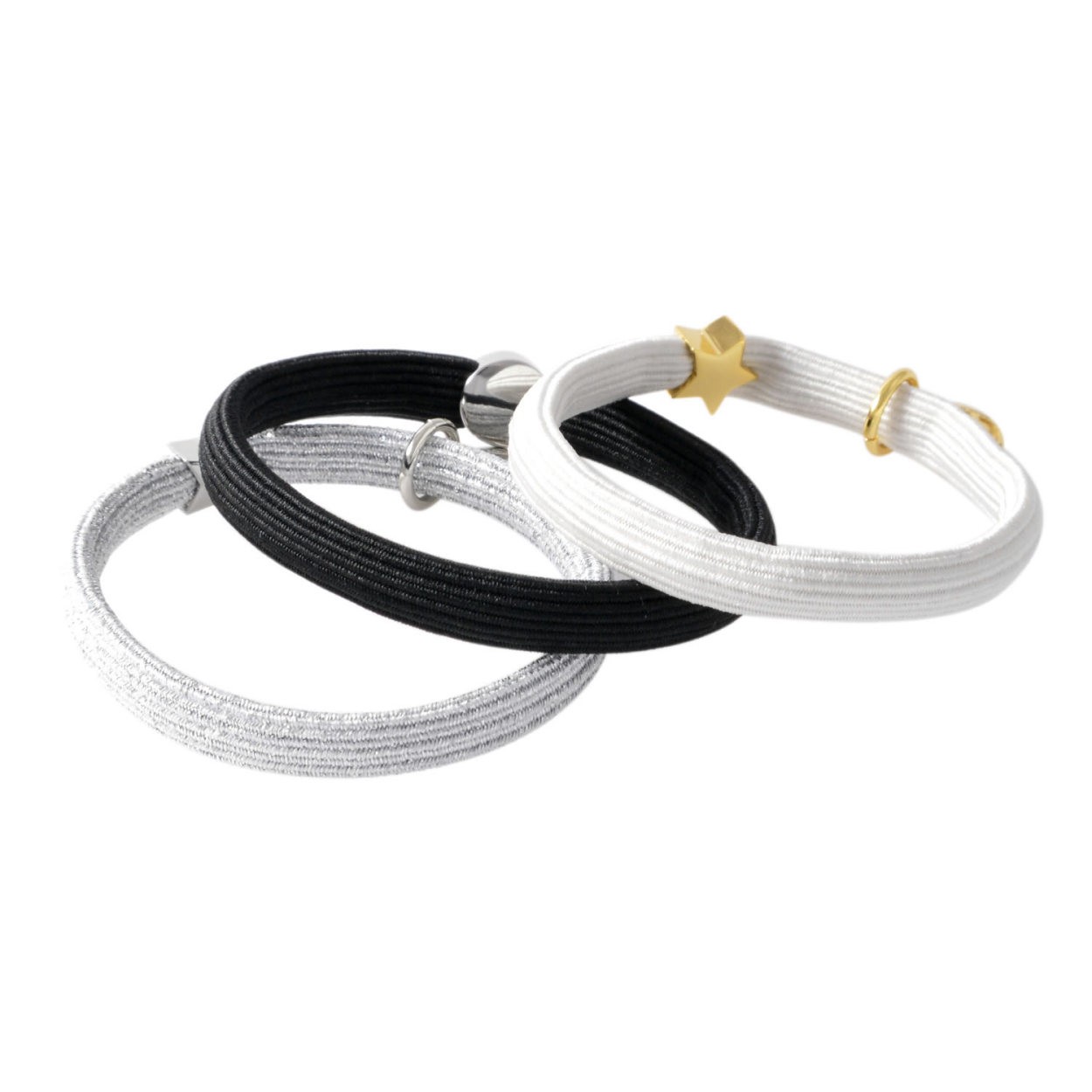 マークジェイコブス MARC JACOBS M0013542-098 Silver Multi クラスターポニー ヘアゴム3本セット ブレスレットにも♪ MJ Coin Bow Pony