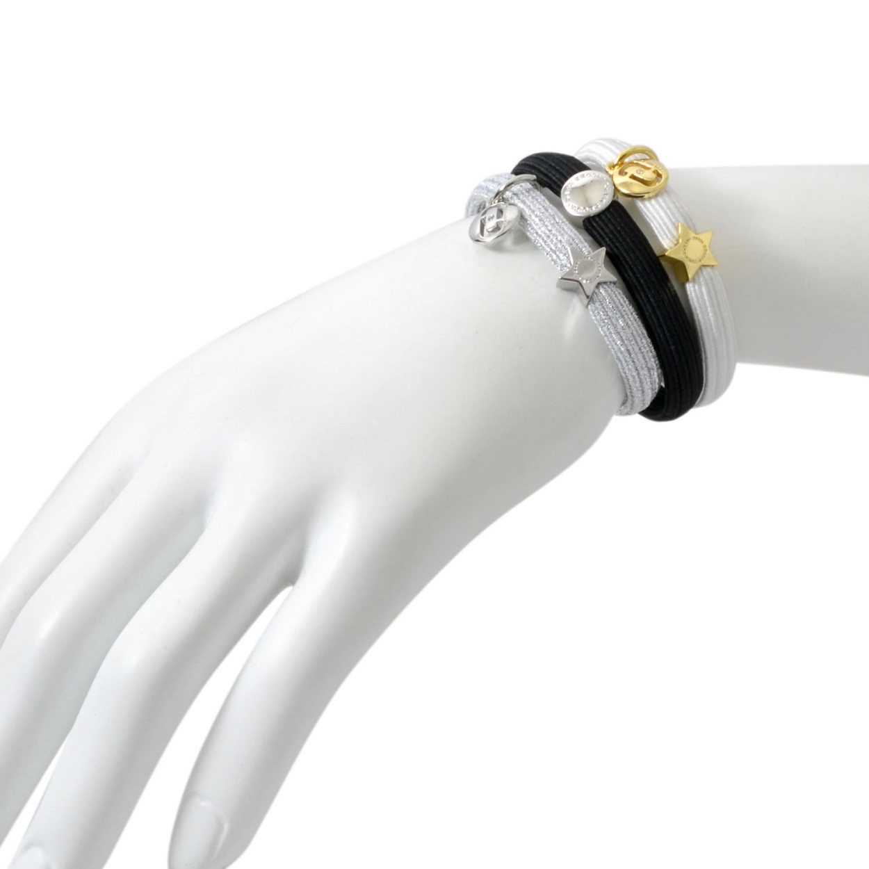 マークジェイコブス MARC JACOBS M0013542-098 Silver Multi クラスターポニー ヘアゴム3本セット ブレスレットにも♪ MJ Coin Bow Pony