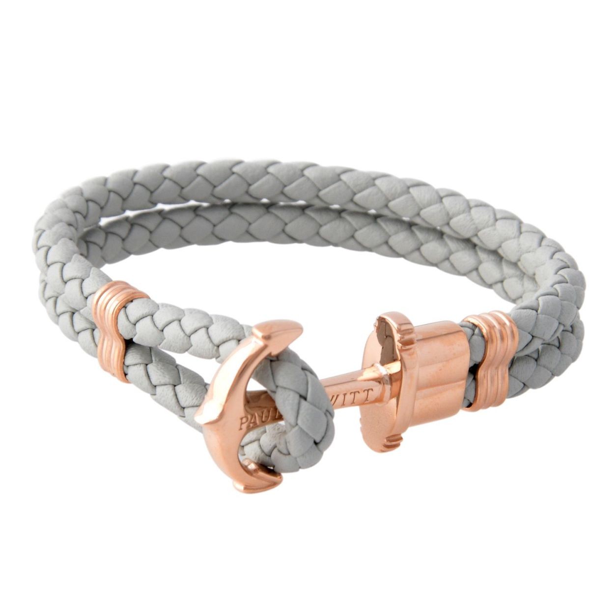 ポールヒューイット PAUL HEWITT PH-PH-L-R-Gr PHREPレザー アンカーモチーフ レザー編み込み ブレスレット ユニセックス