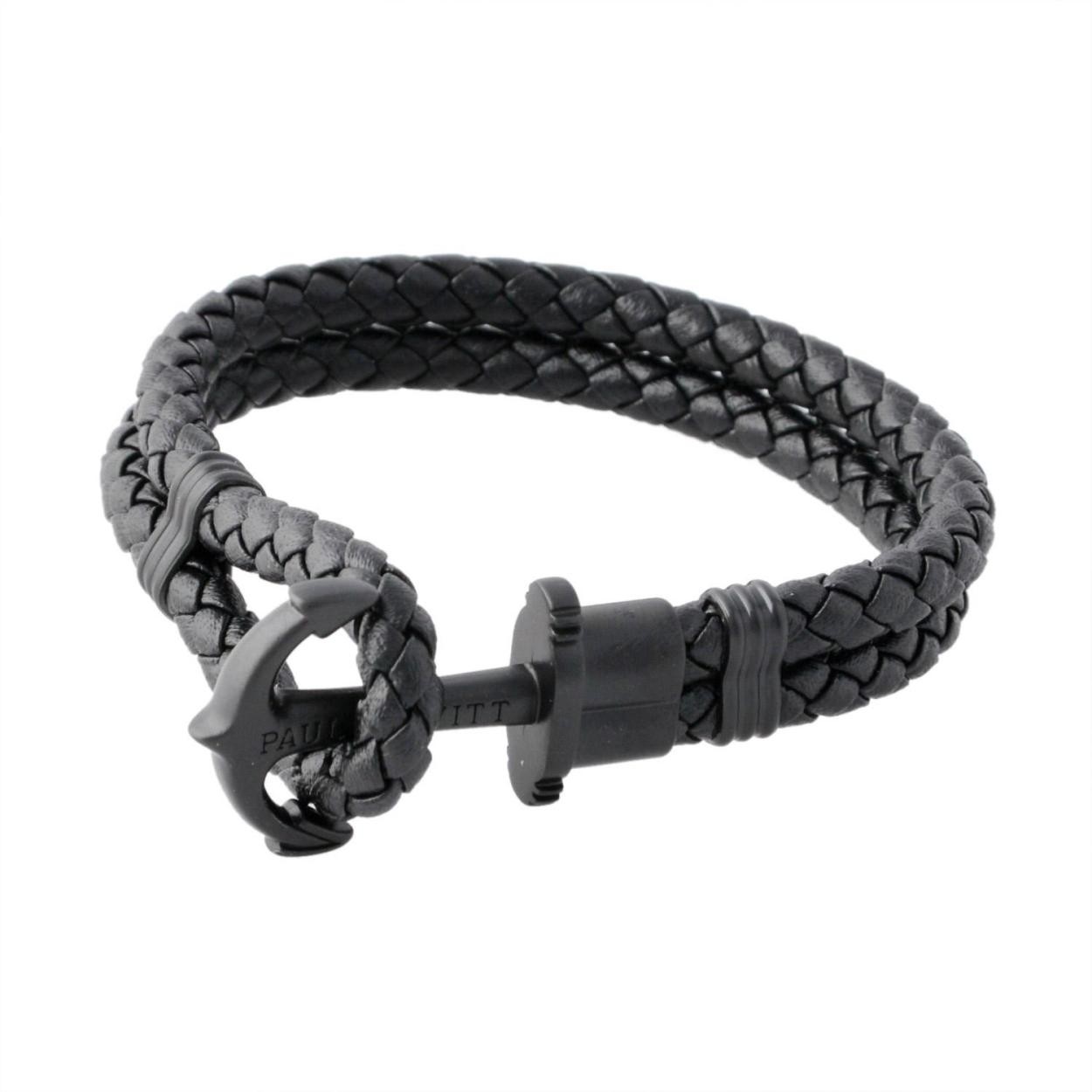 ポールヒューイット PAUL HEWITT PH-PH-L-B-B PHREPレザー アンカーモチーフ レザー編み込み ブレスレット ユニセックス