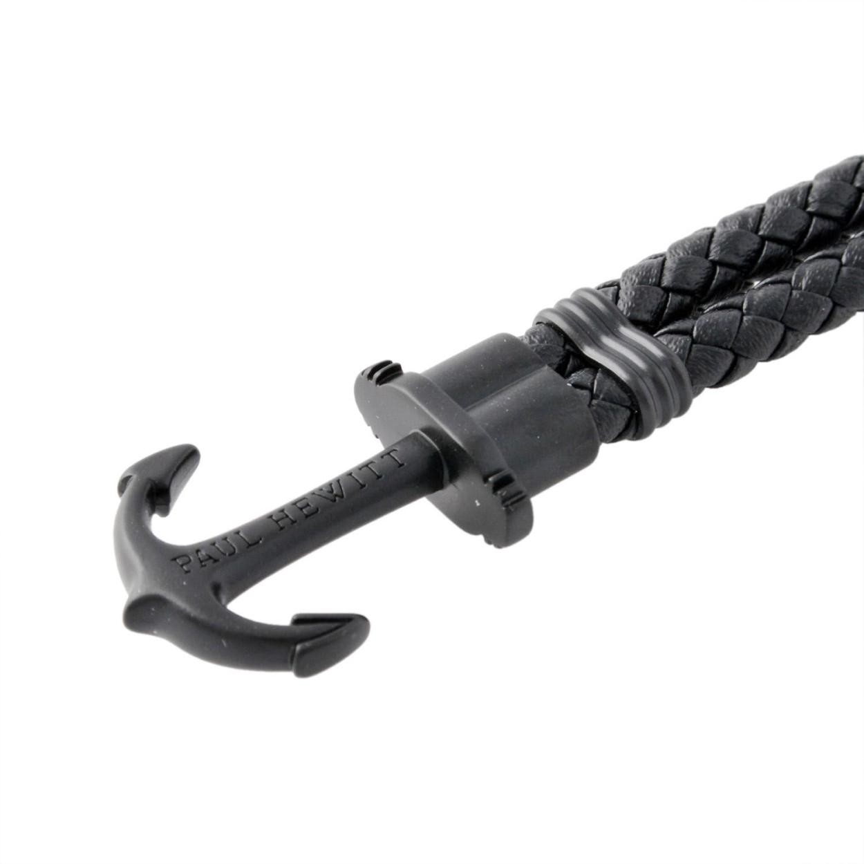 ポールヒューイット PAUL HEWITT PH-PH-L-B-B PHREPレザー アンカーモチーフ レザー編み込み ブレスレット ユニセックス