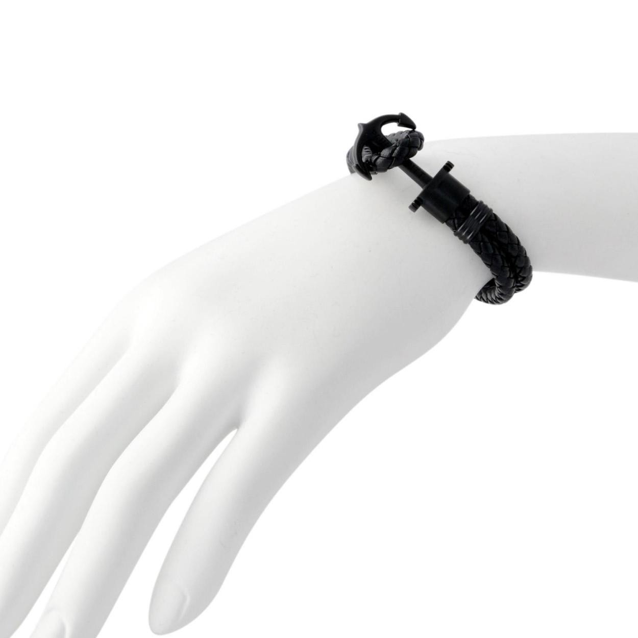 ポールヒューイット PAUL HEWITT PH-PH-L-B-B PHREPレザー アンカーモチーフ レザー編み込み ブレスレット ユニセックス