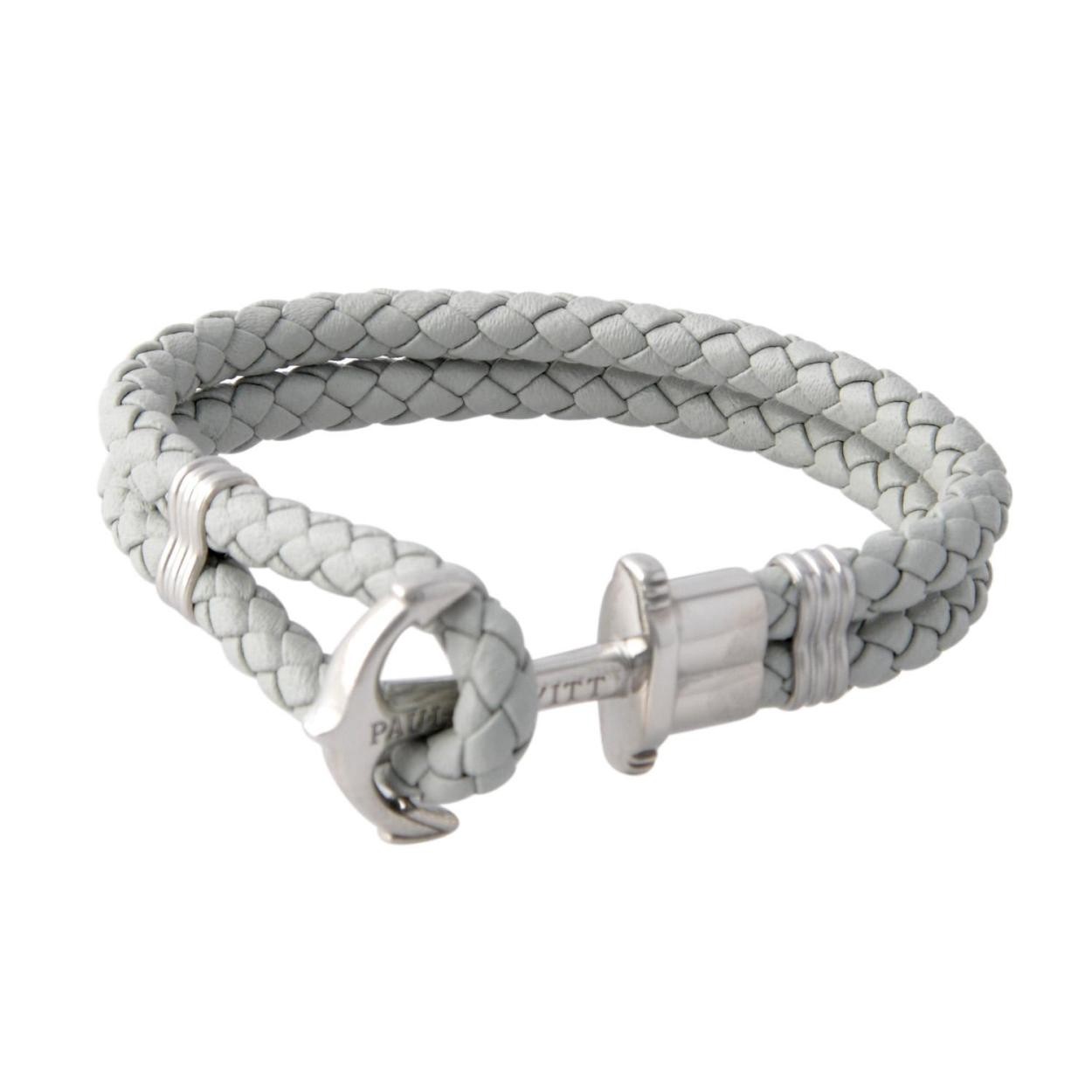 ポールヒューイット PAUL HEWITT PH-PH-L-S-Gr PHREPレザー アンカーモチーフ レザー編み込み ブレスレット ユニセックス