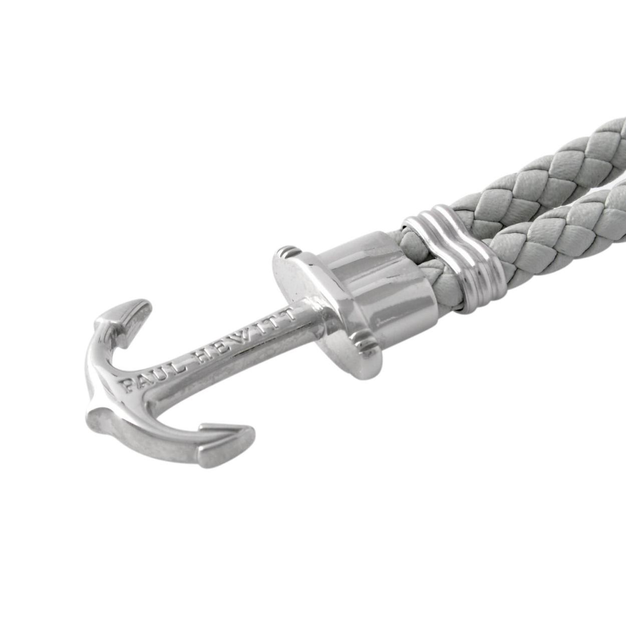 ポールヒューイット PAUL HEWITT PH-PH-L-S-Gr PHREPレザー アンカーモチーフ レザー編み込み ブレスレット ユニセックス