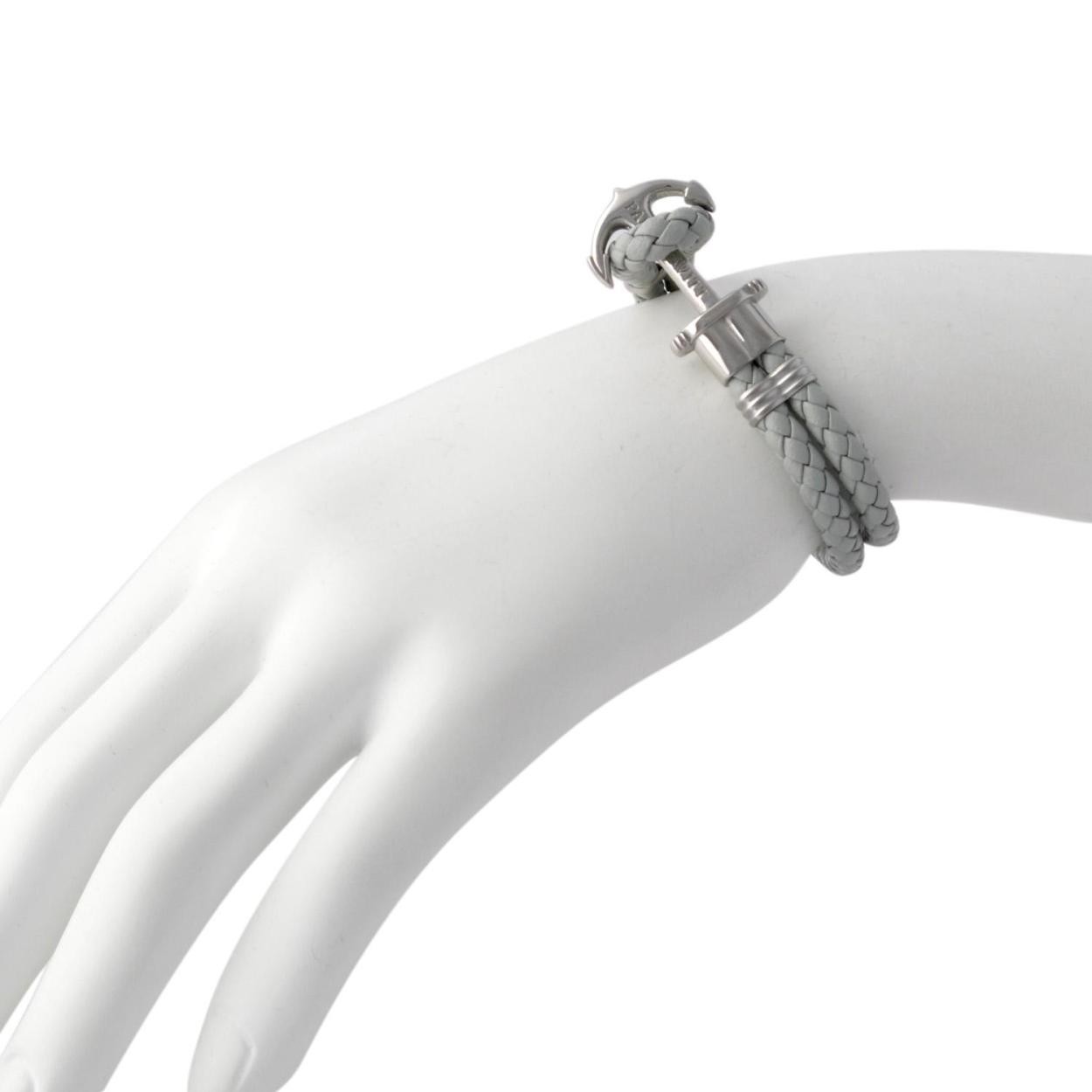 ポールヒューイット PAUL HEWITT PH-PH-L-S-Gr PHREPレザー アンカーモチーフ レザー編み込み ブレスレット ユニセックス