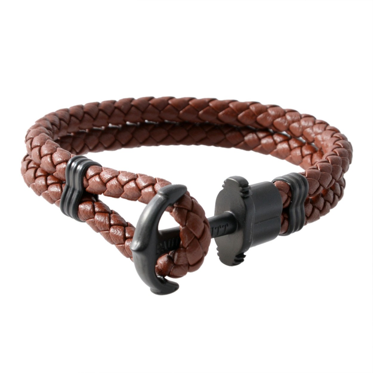 ポールヒューイット PAUL HEWITT PH-PH-L-B-Br-S PHREPレザー アンカーモチーフ レザー編み込み ブレスレット ユニセックス