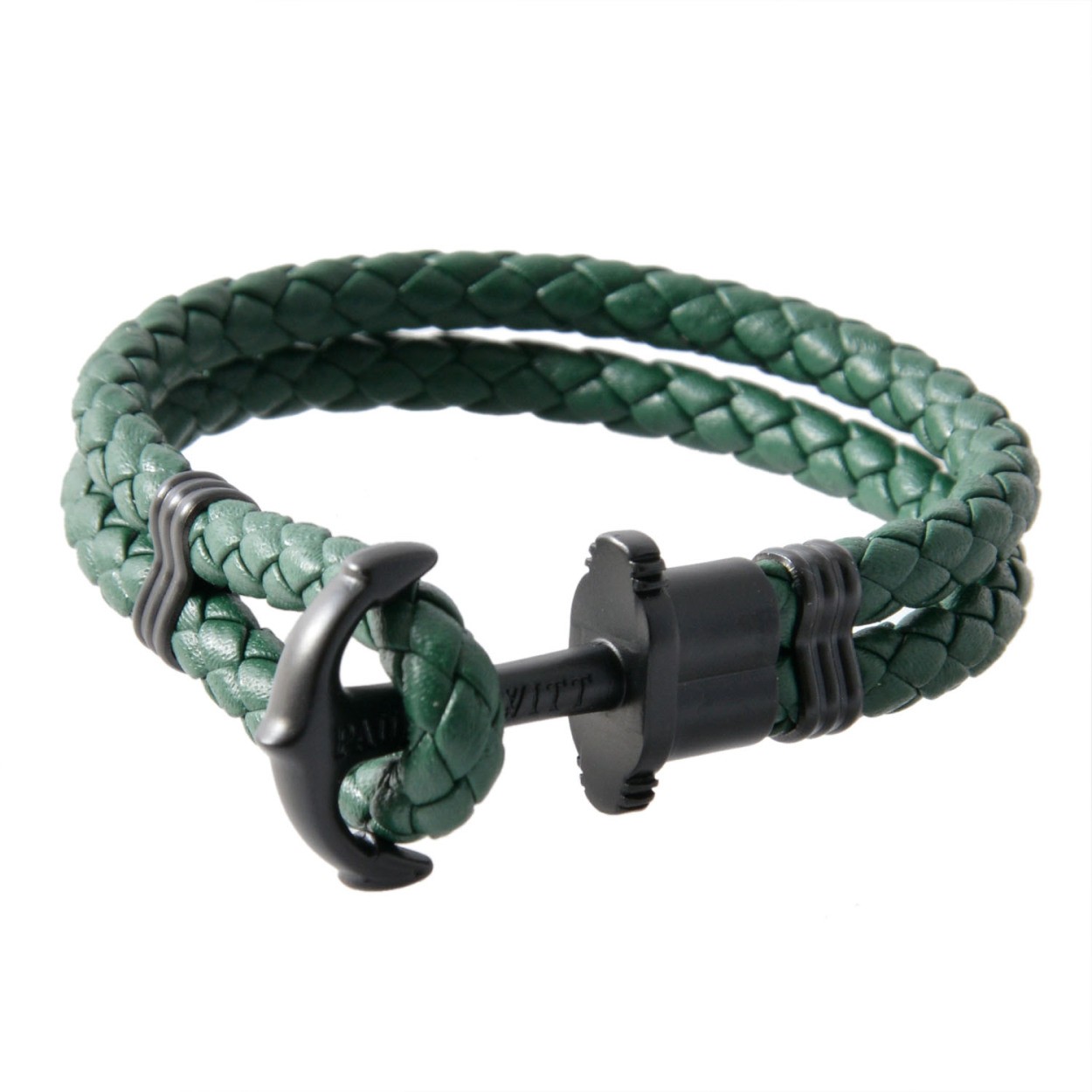 ポールヒューイット PAUL HEWITT PH-PH-L-B-G-S PHREPレザー アンカーモチーフ レザー編み込み ブレスレット ユニセックス