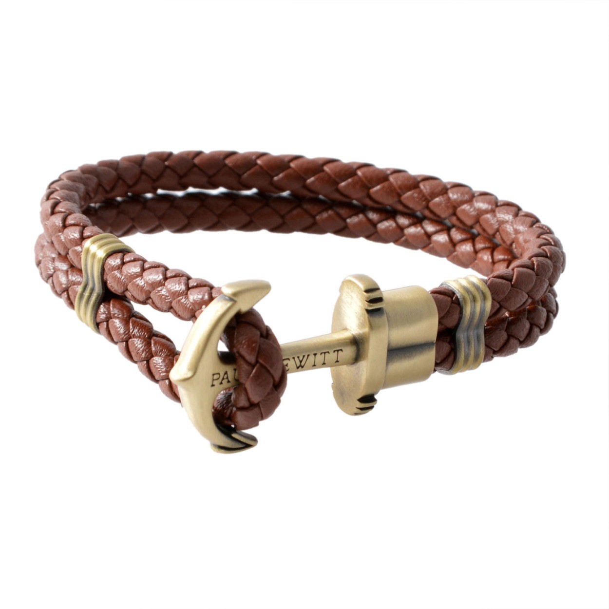 ポールヒューイット PAUL HEWITT PH-PH-L-M-Br-S PHREPレザー アンカーモチーフ レザー編み込み ブレスレット ユニセックス