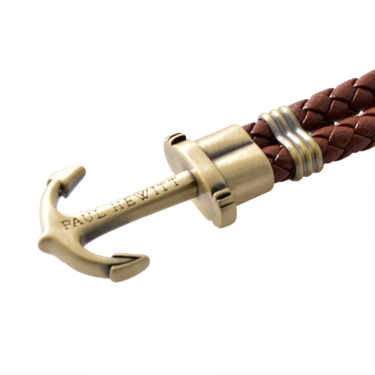 ポールヒューイット PAUL HEWITT PH-PH-L-M-Br-S PHREPレザー アンカーモチーフ レザー編み込み ブレスレット ユニセックス