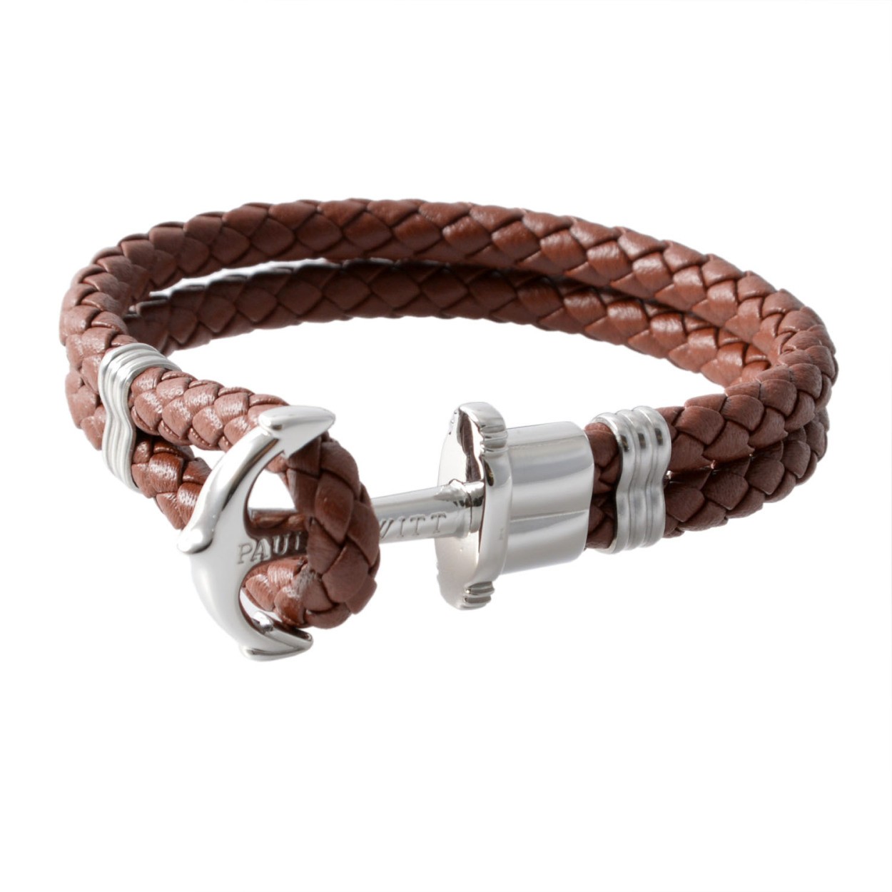 ポールヒューイット PAUL HEWITT PH-PH-L-S-Br PHREPレザー アンカーモチーフ レザー編み込み ブレスレット ユニセックス