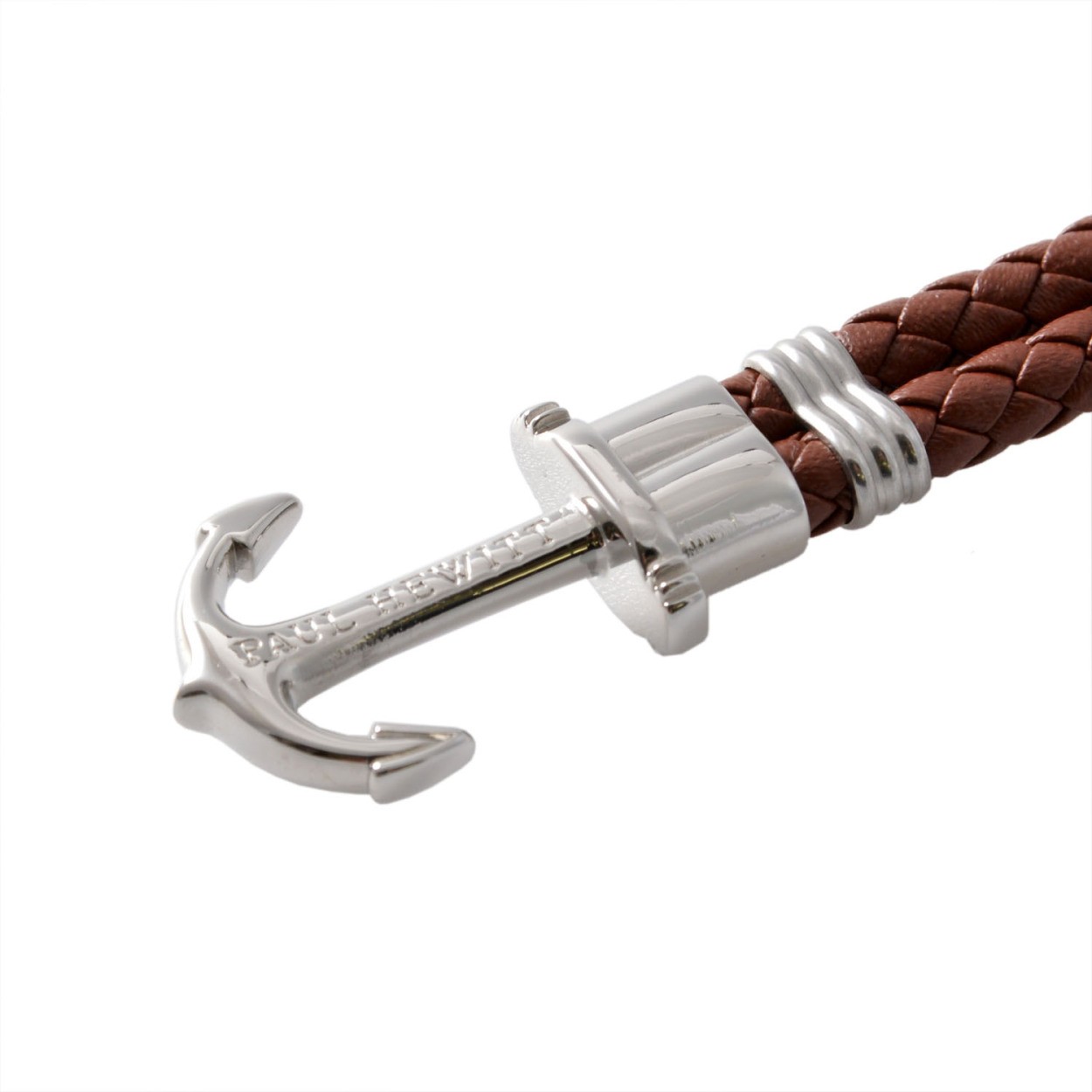 ポールヒューイット PAUL HEWITT PH-PH-L-S-Br PHREPレザー アンカーモチーフ レザー編み込み ブレスレット ユニセックス