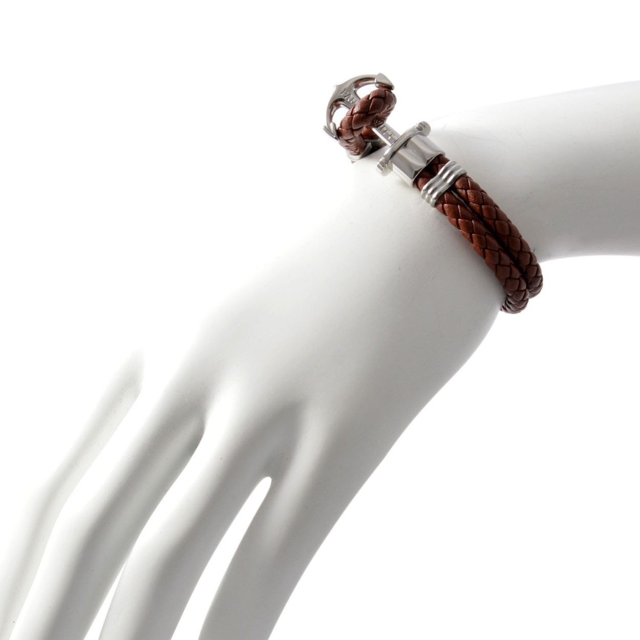 ポールヒューイット PAUL HEWITT PH-PH-L-S-Br PHREPレザー アンカーモチーフ レザー編み込み ブレスレット ユニセックス