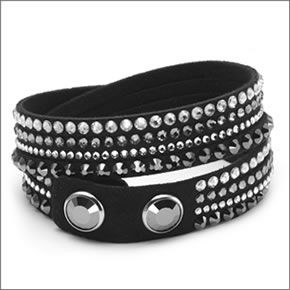 スワロフスキー Slake Deluxe Black ダブルラップ 2重巻タイプ （8連） ダーク・クリスタル ブレスレット 5021032