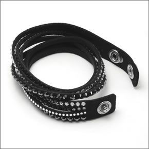スワロフスキー Slake Deluxe Black ダブルラップ 2重巻タイプ （8連） ダーク・クリスタル ブレスレット 5021032