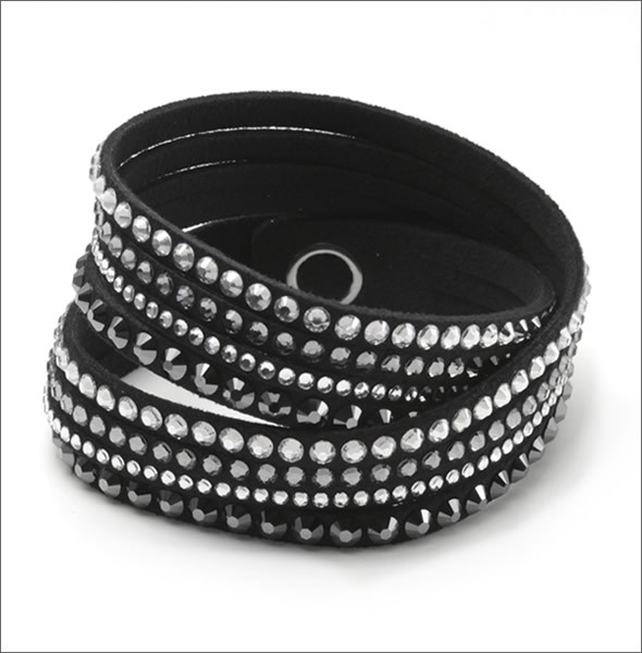 スワロフスキー Slake Deluxe Black ダブルラップ 2重巻タイプ （8連） ダーク・クリスタル ブレスレット 5021032