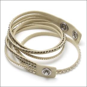 スワロフスキー Slake Deluxe Beige ダブルラップ 2重巻タイプ（8連） ゴールド・クリスタル ブレスレット 5037392