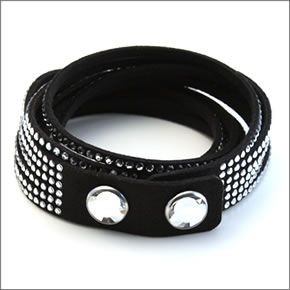 スワロフスキー Slake Black ダブルラップ 2重巻タイプ（12連） クリスタル ブレスレット 5120197