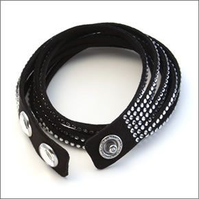 スワロフスキー Slake Black ダブルラップ 2重巻タイプ（12連） クリスタル ブレスレット 5120197