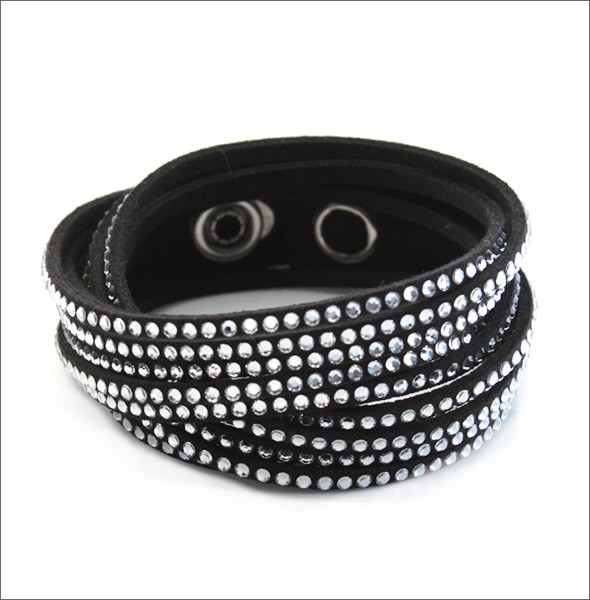 スワロフスキー Slake Black ダブルラップ 2重巻タイプ（12連） クリスタル ブレスレット 5120197