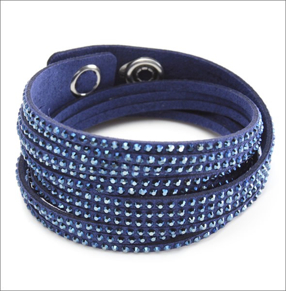 スワロフスキー 5037393 Slake Dark Blue ダブルラップ 2重巻タイプ（12連） メタリックブルー・クリスタル ブレスレット