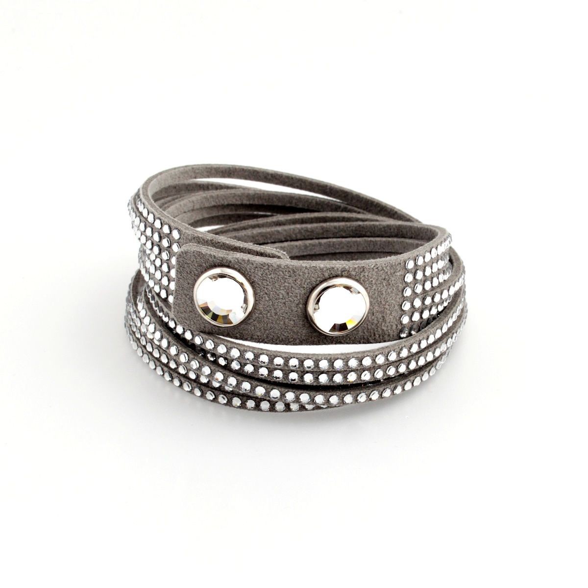 スワロフスキー SWAROVSKI 5181989 Slake Grey ダブルラップ 2重巻タイプ（12連） クリスタル ブレスレット