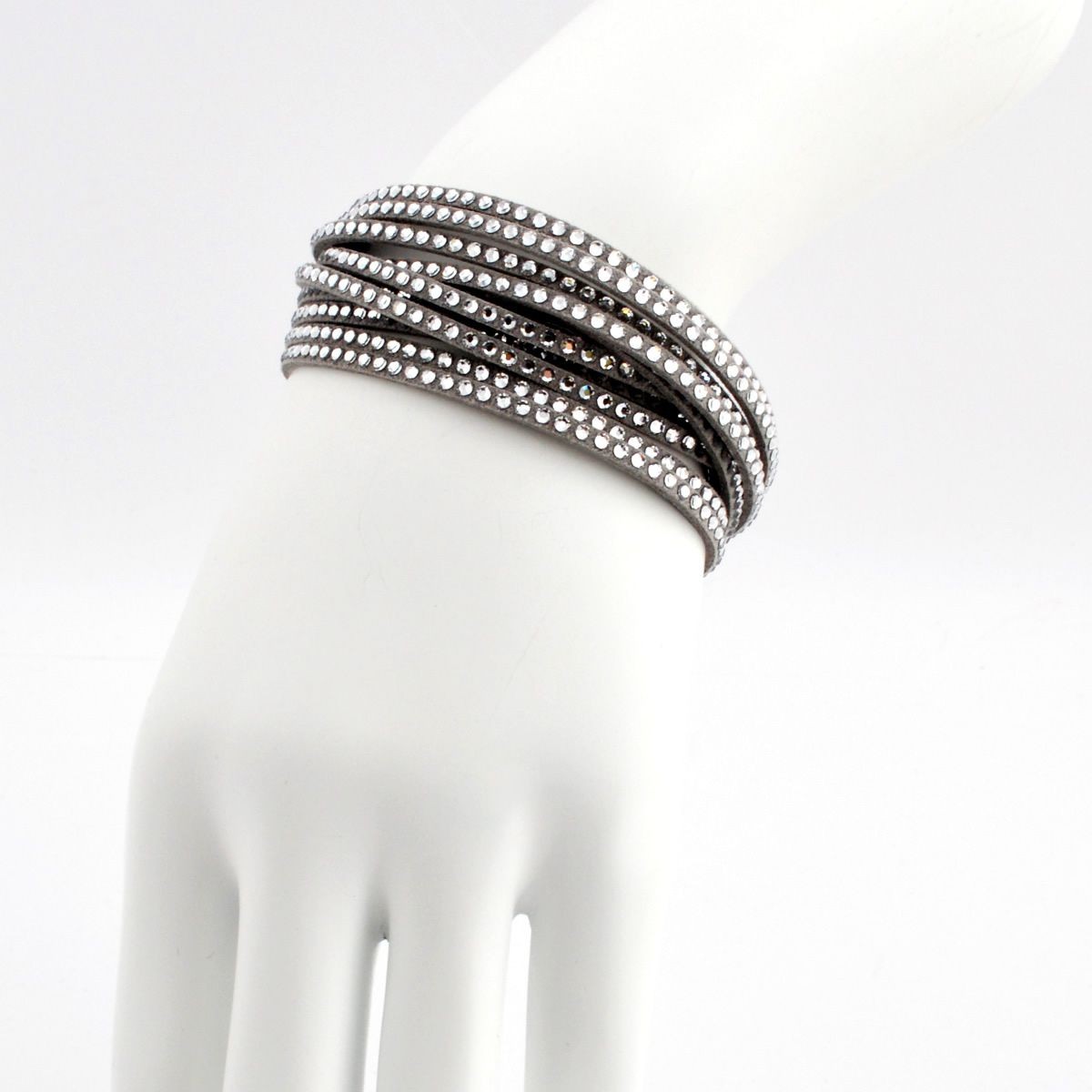 スワロフスキー SWAROVSKI 5181989 Slake Grey ダブルラップ 2重巻タイプ（12連） クリスタル ブレスレット