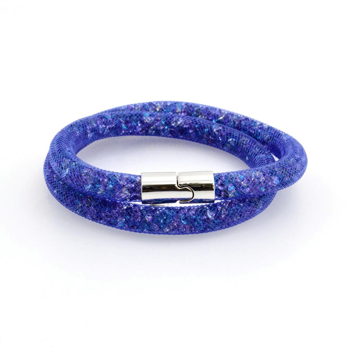 スワロフスキー SWAROVSKI 5189759 Stardust Blue Double スターダスト ダブルラップ 2重巻タイプ ブルークリスタル ブレスレット Mサイズ