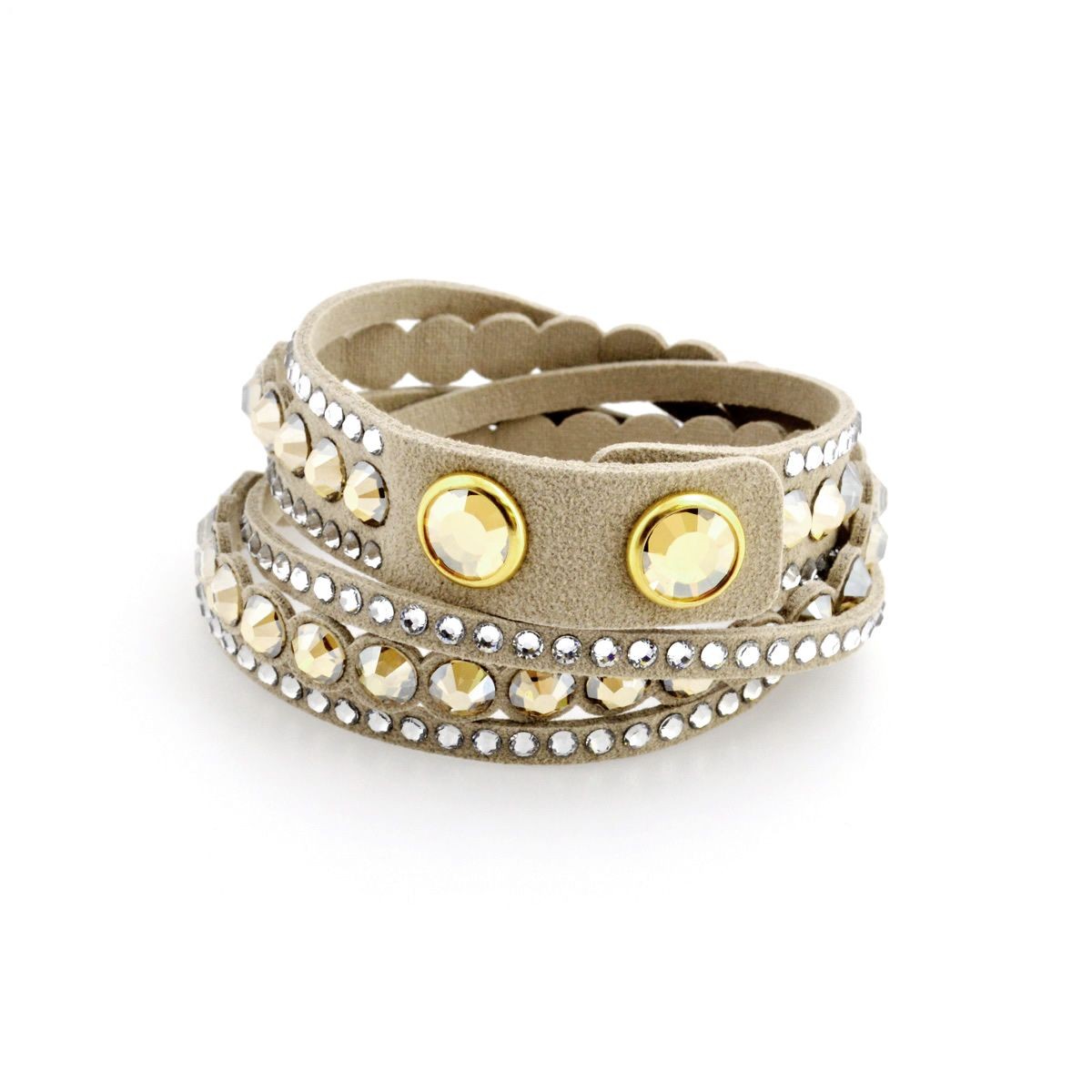 スワロフスキー SWAROVSKI 5201121 Slake Beige Dot ダブルラップ 2重巻タイプ（6連） クリスタル ブレスレット