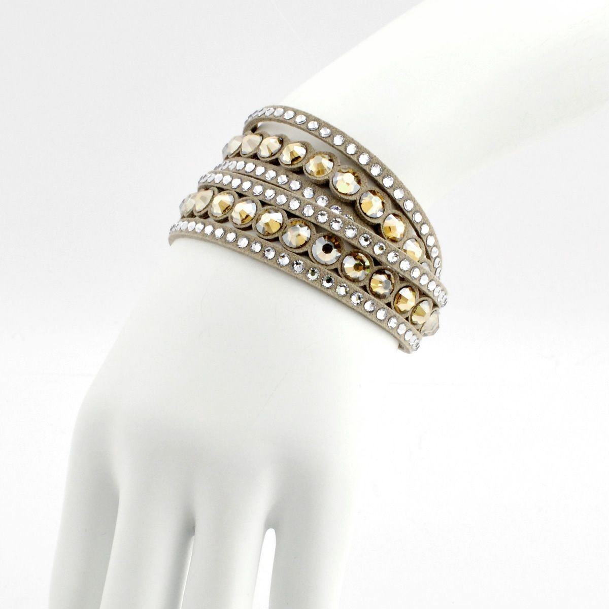 スワロフスキー SWAROVSKI 5201121 Slake Beige Dot ダブルラップ 2重巻タイプ（6連） クリスタル ブレスレット