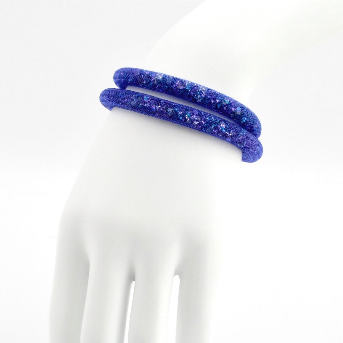 スワロフスキー SWAROVSKI 5221604 Stardust Blue Double スターダスト ダブルラップ 2重巻タイプ ブルークリスタル ブレスレット Sサイズ