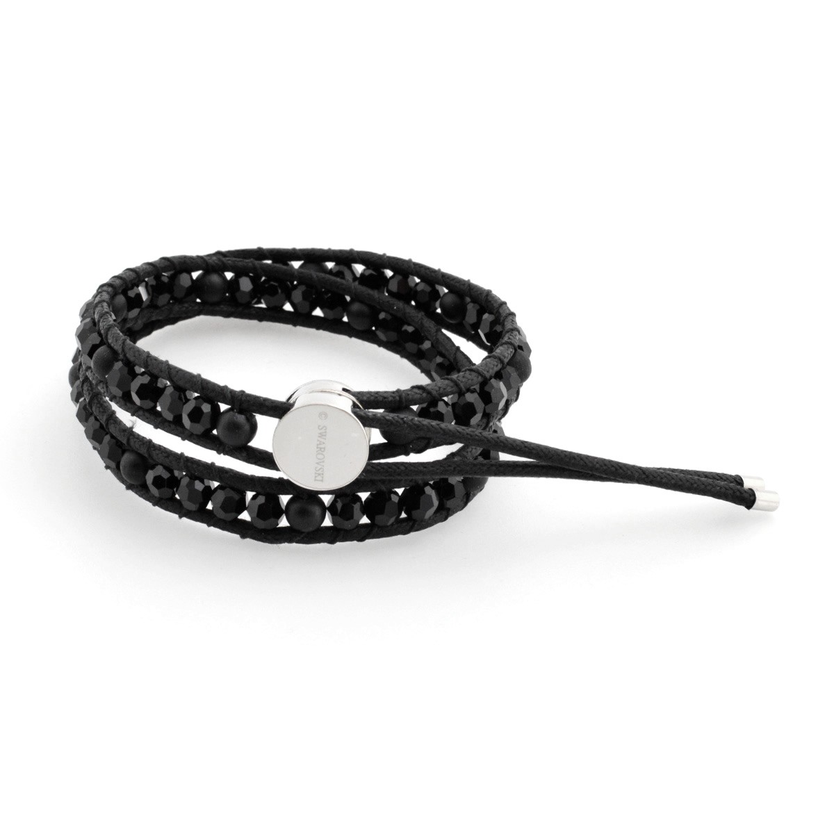 スワロフスキー　メンズコレクション SWAROVSKI 5015634 Tomboy Beads ダブルラップ 2重巻タイプ ジェットクリスタル&ウッドビーズ ブレスレット