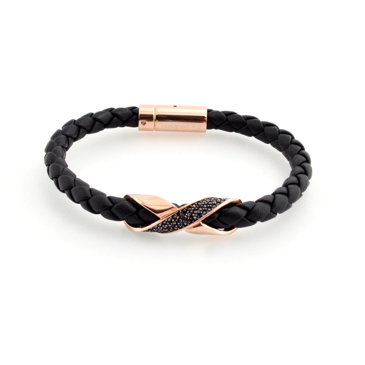 スワロフスキー　メンズコレクション SWAROVSKI 5115156 Cross Signature クロスモチーフ クリスタル レザー ブレスレット