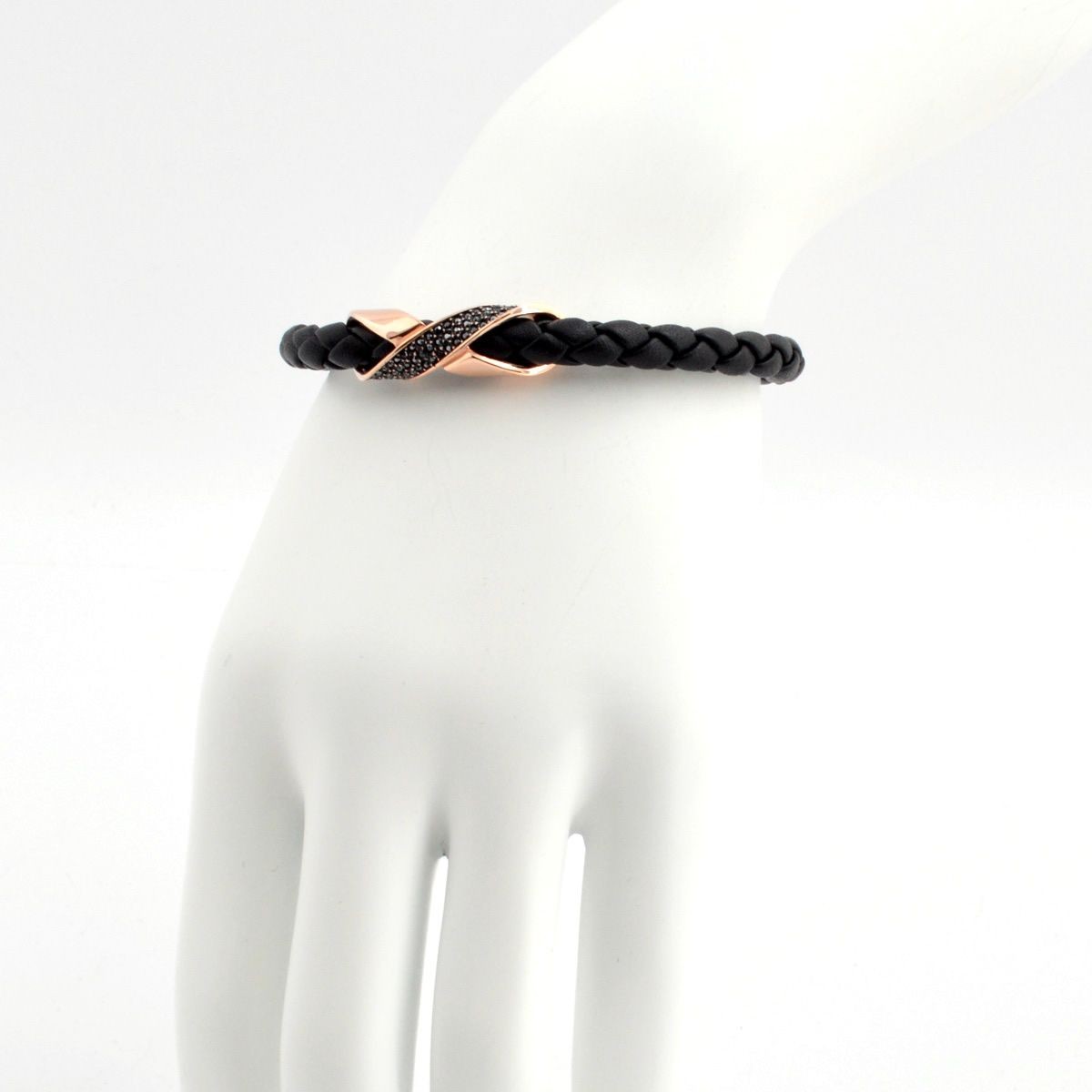 スワロフスキー　メンズコレクション SWAROVSKI 5115156 Cross Signature クロスモチーフ クリスタル レザー ブレスレット