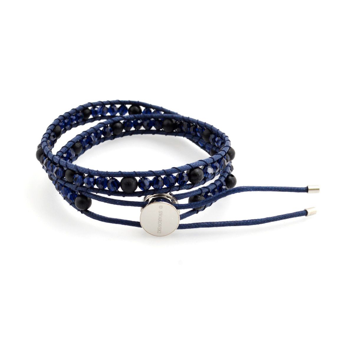 スワロフスキー　メンズコレクション SWAROVSKI 5182046 Tomboy Beads ダブルラップ 2重巻タイプ ブルークリスタル&ウッドビーズ ブレスレット