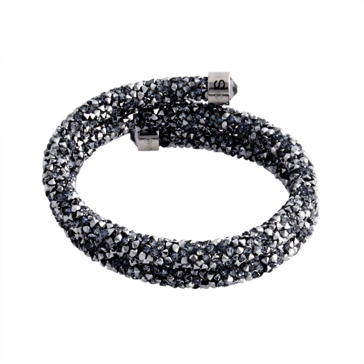 スワロフスキー SWAROVSKI 5255898 Crystaldust Double Gray クリスタルロック スパイラル バングル ブレスレット Sサイズ