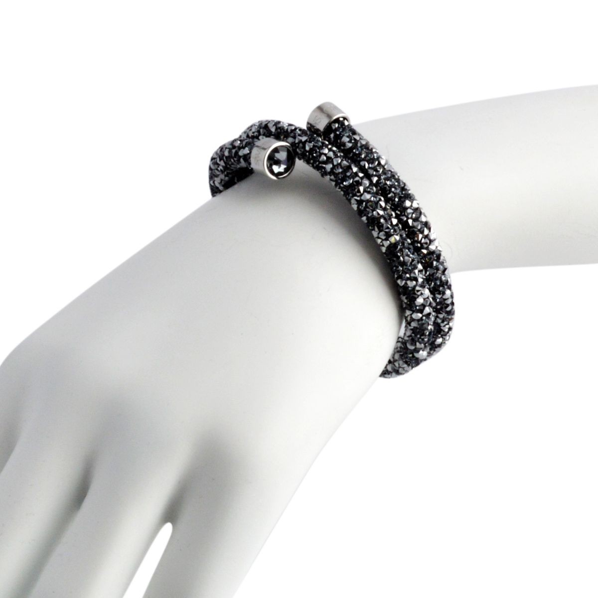 スワロフスキー SWAROVSKI 5255898 Crystaldust Double Gray クリスタルロック スパイラル バングル ブレスレット Sサイズ