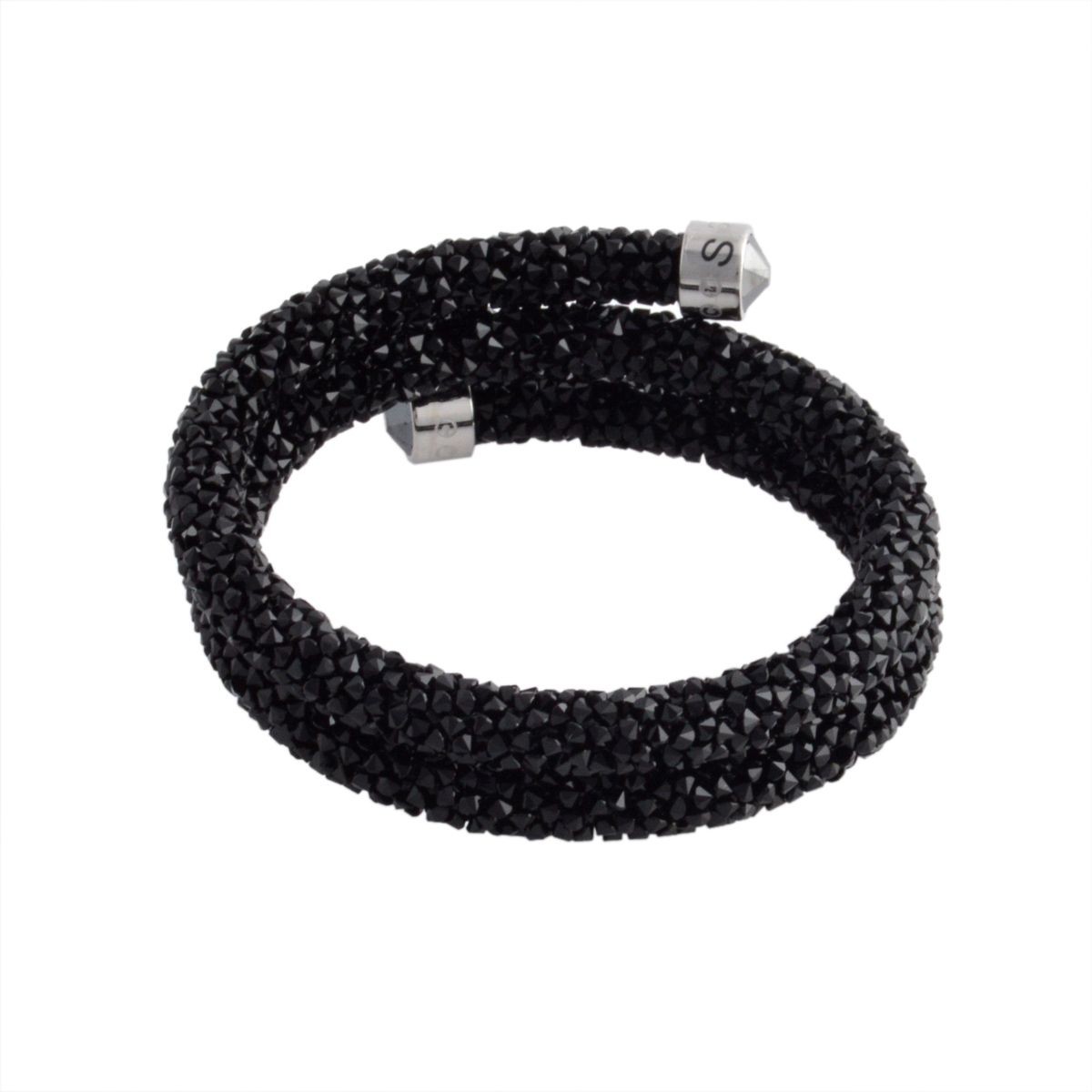 スワロフスキー SWAROVSKI 5255910 Crystaldust Double Black クリスタルロック スパイラル バングル ブレスレット Sサイズ