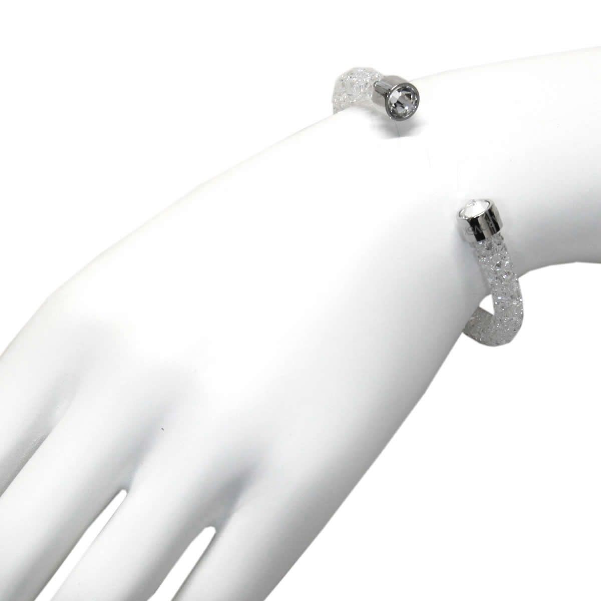 スワロフスキー SWAROVSKI 5255899 Crystaldust White クリスタルロック カフ バングル ブレスレット Sサイズ