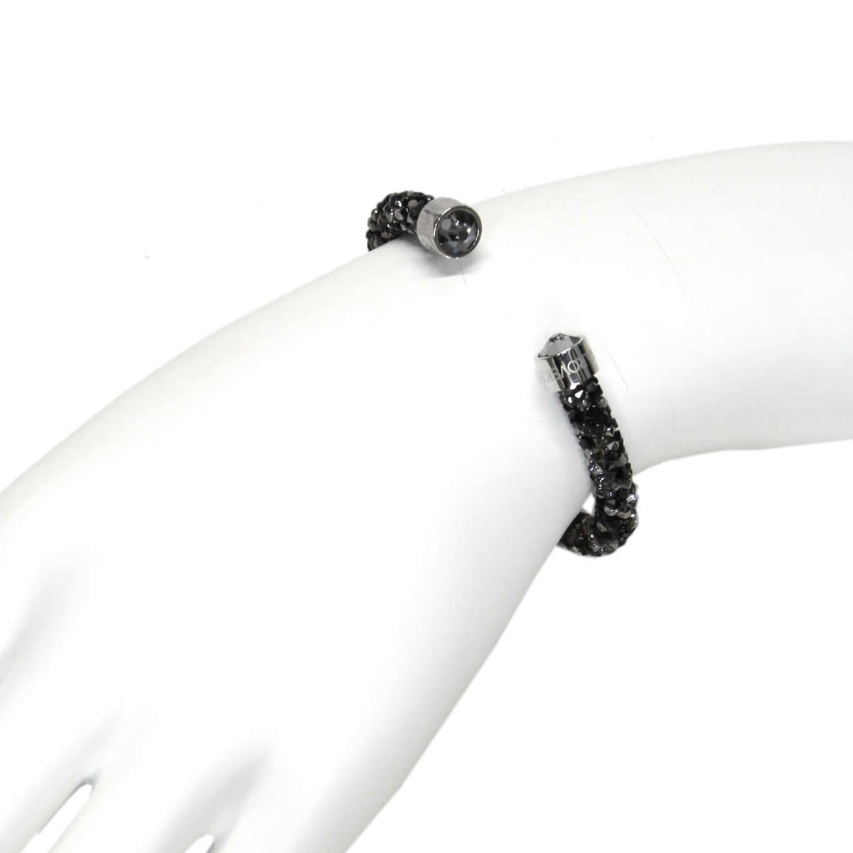 スワロフスキー SWAROVSKI 5255902 Crystaldust Dark クリスタルロック カフ バングル ブレスレット Sサイズ