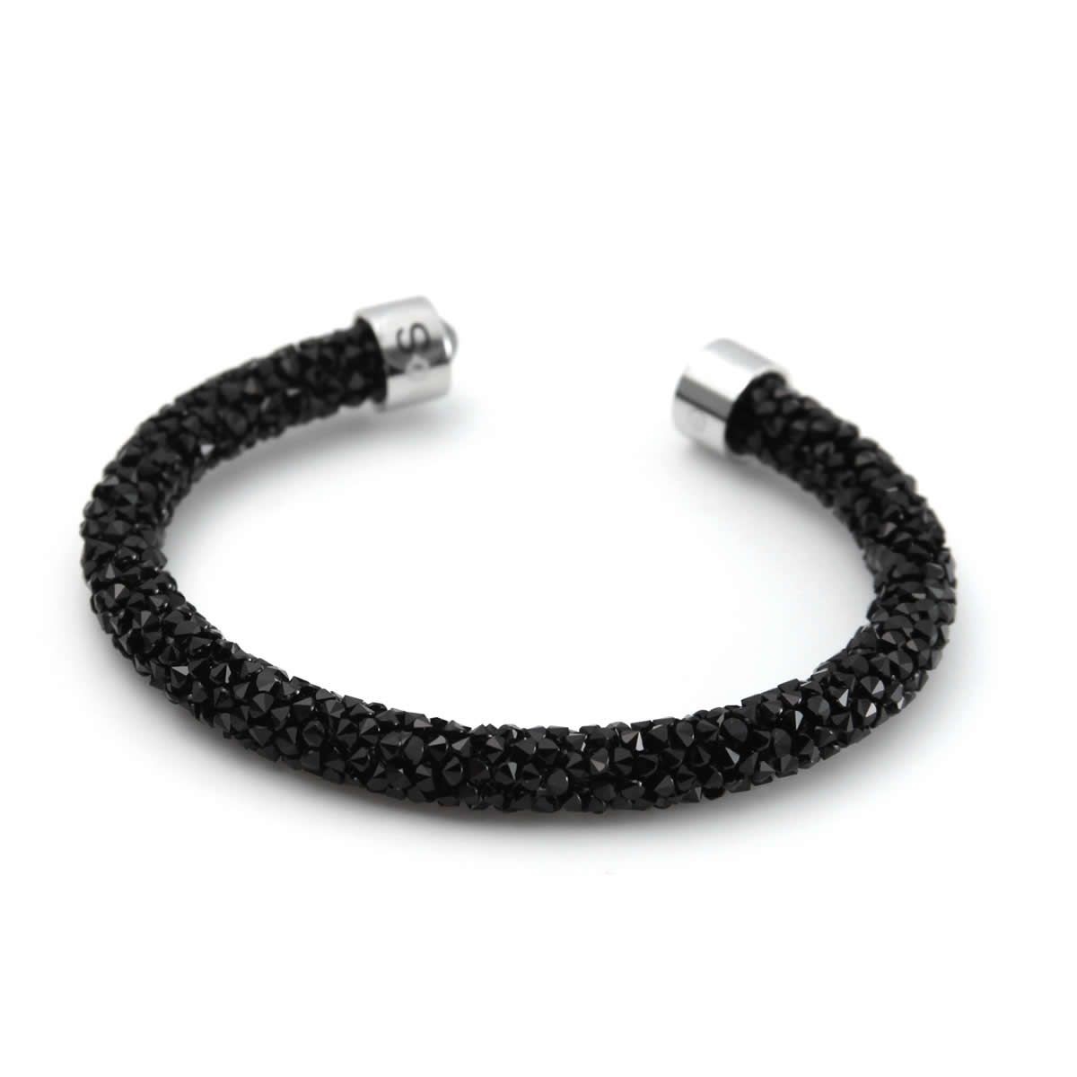 スワロフスキー SWAROVSKI 5255906 Crystaldust Black クリスタルロック カフ バングル ブレスレット Sサイズ