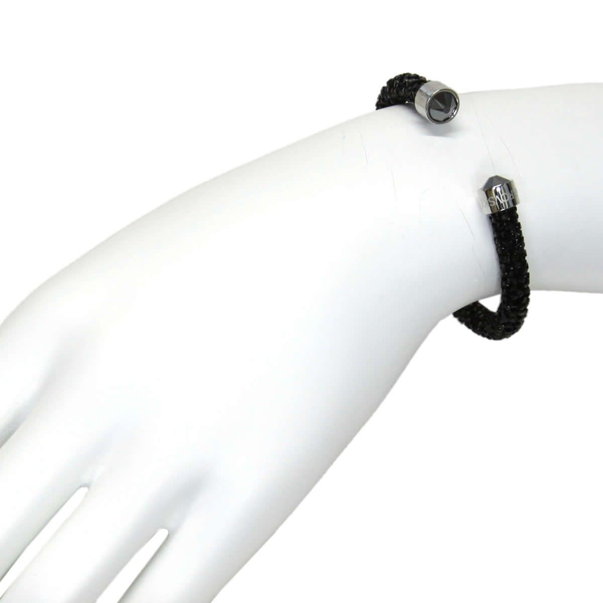 スワロフスキー SWAROVSKI 5255906 Crystaldust Black クリスタルロック カフ バングル ブレスレット Sサイズ