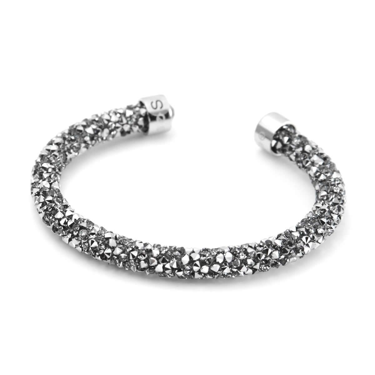 スワロフスキー SWAROVSKI 5255912 Crystaldust Gray クリスタルロック カフ バングル ブレスレット Sサイズ